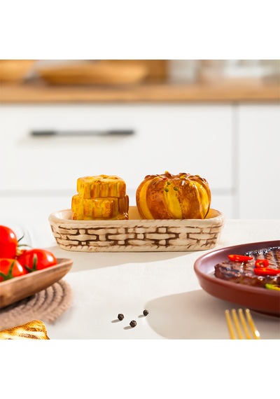 Porsima Mıo-038-1 Kuru Pasta Motifli 2li Standlı Tuzluk Biberlik Seti Çok Renkli