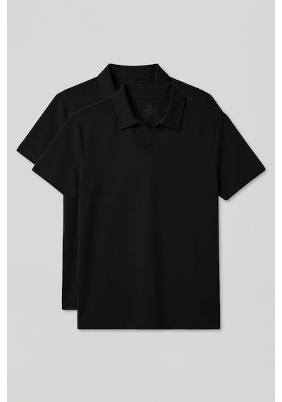 Rahat Form Polo Yaka 2li Paket Siyah Erkek T-shirt - 88496