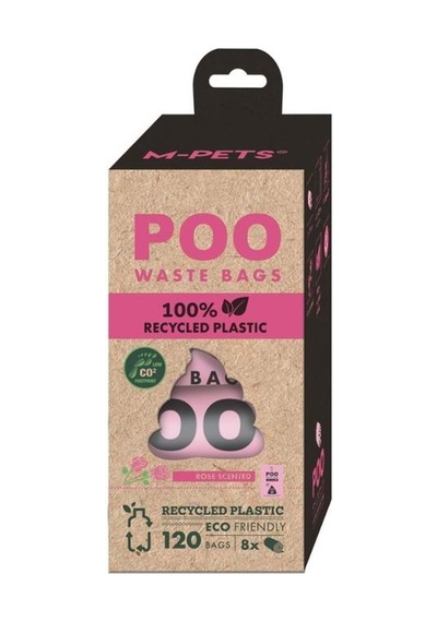 M-pets Poo 100% Recycled Dışkı Poşeti Gül Kokulu 8x15 Yaprak