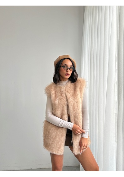 Verymoda Yapay Kürk Kadın Yelek Yumuşak Dokulu Vmf2038 Taş