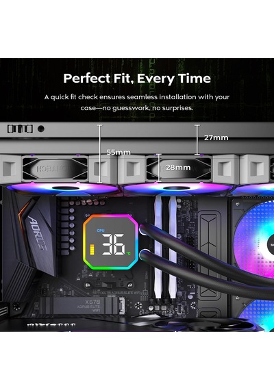 Hyperflow Dijital 360 Cpu Sıvı Soğutucu, 3100 Rpm Pompalı 360 Mm Aıo, 3 120 Mm E28 Argb Fanlar, Gerçek Zamanlı Di Diğer