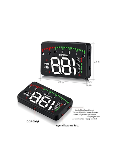Dailytech Hud Head Up Display 3.5 İnç Obd Sanal Gösterge Paneli