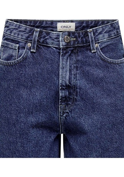 Only Yüksek Bel Midi Denim Şort - Vintage Tarzı - Günlük Kullanım Mavi