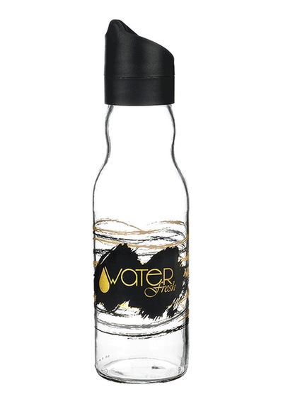 Water Fresh 700 Ml Çevrilebilir Kapaklı Cam Sürahi Başucu Ve Çalışma Masası Sürahisi Siyah - 927537818