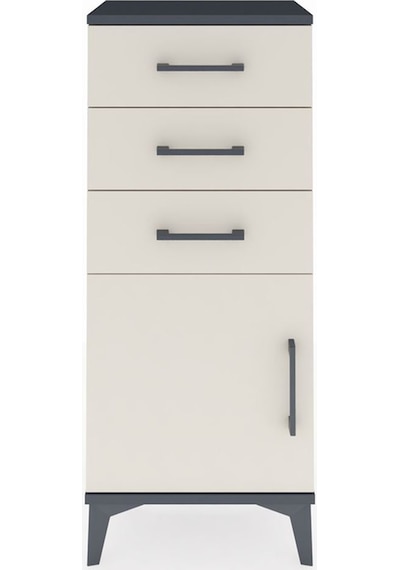 Arges Komodin Tek Raflı 3 Çekmeceli Tek Kapaklı 44x30x106 Ant... Antrasit