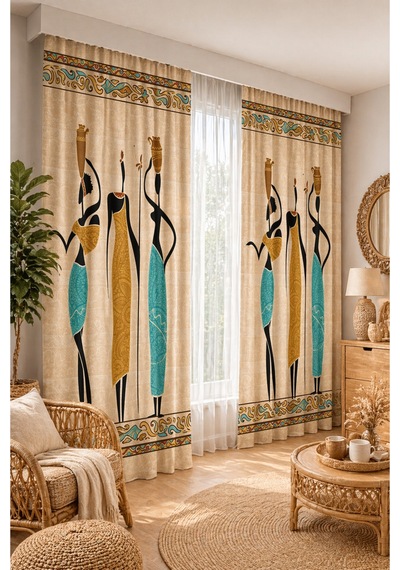 2 Adet 140x260 Cm Ölçüsünde Şık Dekoratif Fon Perde Koleksiyon Mavi