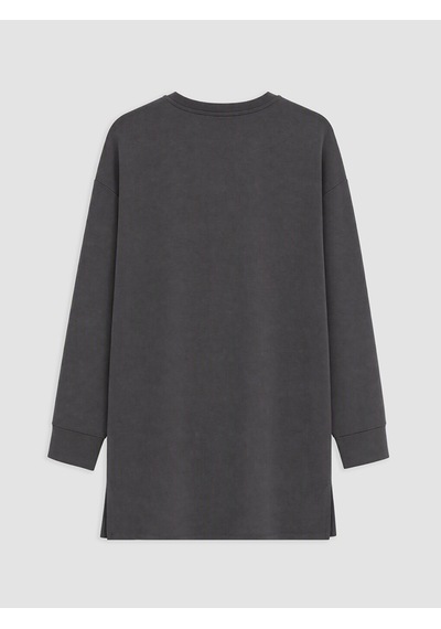 Lcw Modest Antrasit Taşlı Soft Touch Kadın Sweatshirt Tunik