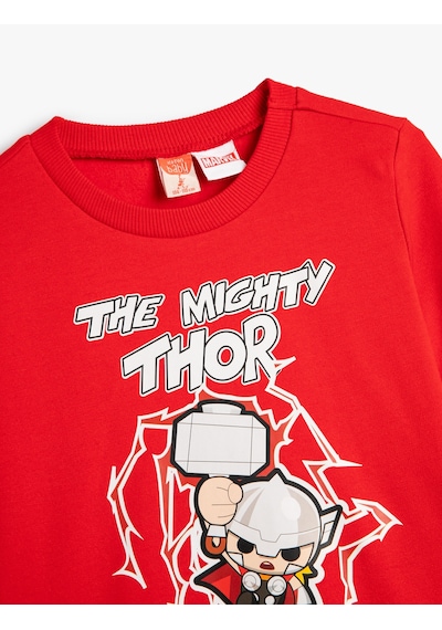 Koton Thor Sweatshirt Lisanslı Uzun Kollu Bisiklet Yaka Pamuklu Şardonlu Kırmızı 4wmb10367tk Kırmızı