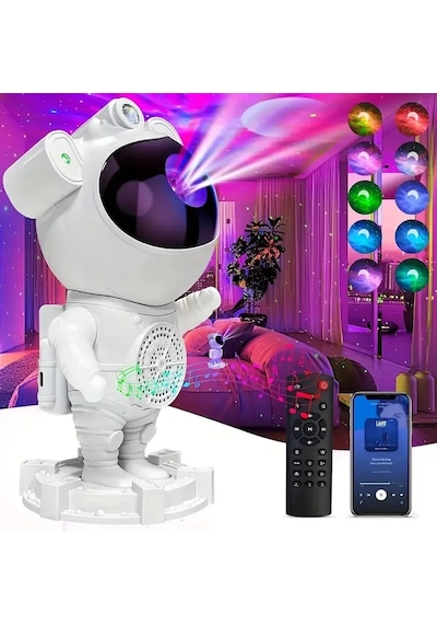 Astronot Gece Lambası Projektör Bluetooth Hoparlör Uzaktan Kumandalı Bx40