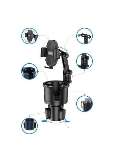 Go Des GD-HD566 360 Derece Dönebilen 2 in 1 Araç Telefon Tutucu Ve Bardak Tutucu