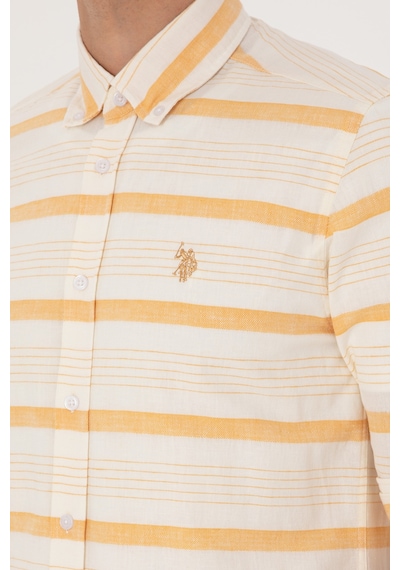 U.s. Polo Assn. Erkek Hardal Gömlek Desenli 50300198-vr072 Hardal