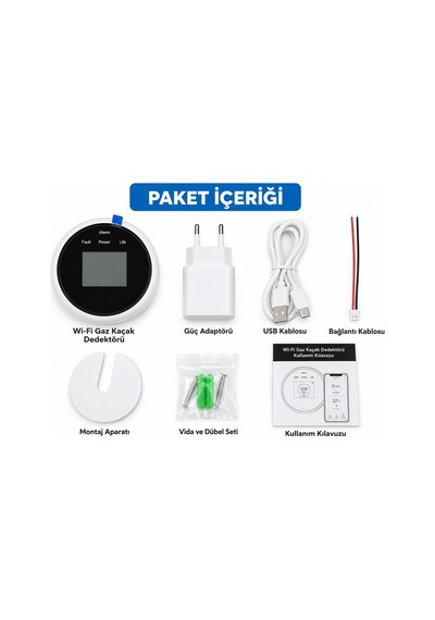Sunup Sn-38805 Wi-fi Akıllı Doğal Gaz Ve Sıcaklık Ev Tipi Kaçak Dedektörü Tft Ekranlı