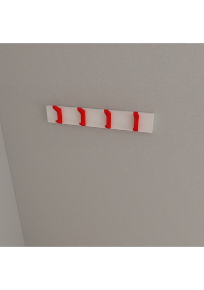 Hepsi3boyutlu Modern Duvar & Kapı Kanca Askılık - 4 Adet Kırmızı Kanca Askılık - Model No : 2 Kırmızı