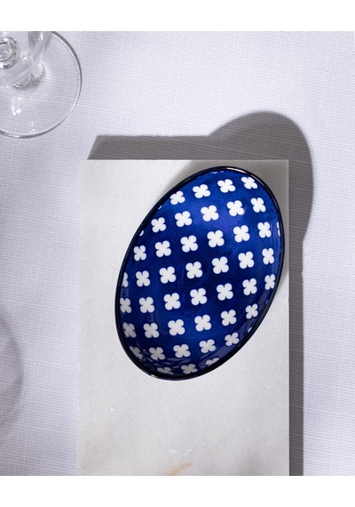 Reve Bleu Raye Oval Tabak - 15 Cm - Mavi/beyaz 8684427225813 Çok Renkli