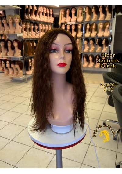 Afro Su Dalgası Peruk Fiber Sentetik Kumral