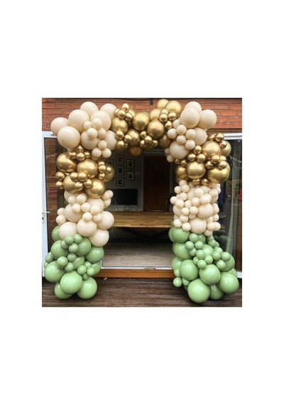 Krom Gold Sütlü Kahve Ve Kış Yeşili Balon Zinciri 100 Adet Mix