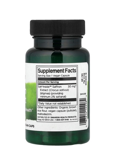 Swanson Vitamins, Saffron Extract, 30 Mg, 60 Vegan Caps