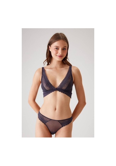Pierre Cardin Dantel Detaylı Bralet Sütyen Takım Koyu Mürdüm 001