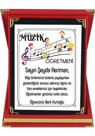 Müzik Öğretmenine Hediye Isim Baskılı Plaket