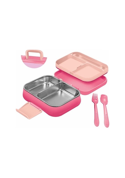 Titiz Happii 1030 Ml Çelik Bölmeli Beslenme Kabı Sızdırmaz Silikon Contalı Çatal Kaşık Setli Çok Renkli