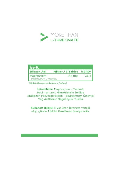 More Than L-Threonat Takviye Edici Gıda 90 Tablet
