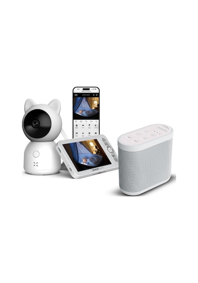 Xenon Smart Akıllı Monitörlü Bebek Kamerası Ve Ürültü Pış Pış Sesi Bebek Uyku Arkadaşı Seti Beyaz