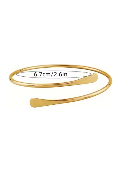 Armora Model Gold Altın Renk Lak Kaplama Yassı Spiral Modern Kelepçe Bileklik