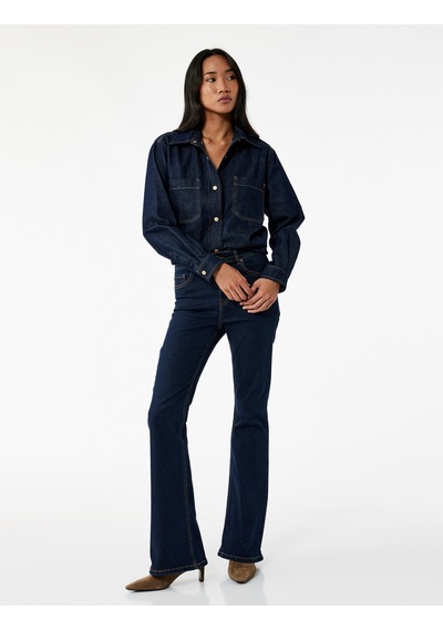Koton Cep Detaylı Uzun Kollu Klasik Yaka Denim Gömlek Koyu İndigo 6wal60004md Dark Indigo Koton Cep Detaylı Uzun Kollu Klasik Yaka Denim Gömlek Koyu İndigo 6wal60004md Dark Indigo