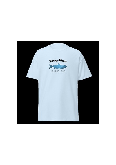 Wildstyle Fishing Addict Struggle Is Reel Balıkçılık Esprili Baskılı Unisex Bisiklet Yaka Pamuklu Tişört Bebek Mavisi