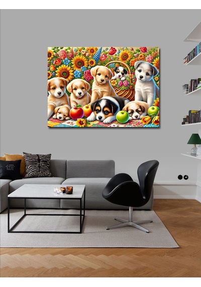 Kanvas Tablo Şirin Yavru Köpekler 100cmx140cm