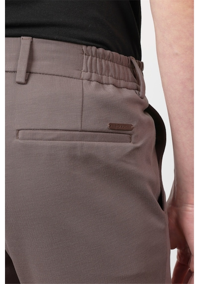 İmza Açık Kahverengi Yan Cep Kendinden Desenli Örme Jogger Slim Fit Esnek Pantolon 1003260174