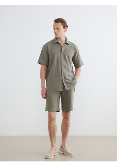 Lcw Vision Haki Regular Fit Dokulu Erkek Gömlek