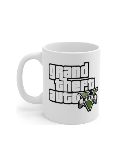 Gta 5 Baskılı Kupa Bardak Beyaz