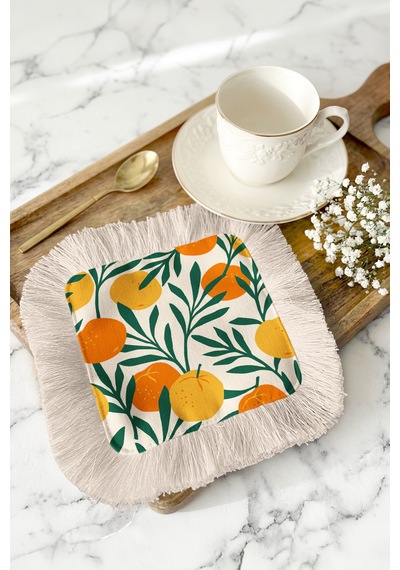 Limon Bahçesi Saçaklı Sunum Peçetesi - Mediterranean Modern Yeşil Turuncu Krem Bardak Altlığı Mendil Buzlu Dumanlı Nar Limon Bahçesi Saçaklı Sunum Peçetesi - Mediterranean Modern Yeşil Turuncu Krem Bardak Altlığı Mendil Buzlu Dumanlı Nar