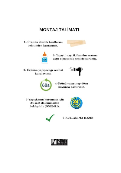 Zift Unique Paslanmaz Çelik Mat Siyah Banyo Köşeliği - Yapıştırılabilir Mat - Siyah