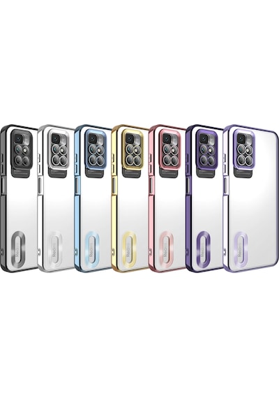 Xiaomi Redmi 10 Kılıf Kamera Korumalı Logo Gösteren Zore Omega Kapak Gold