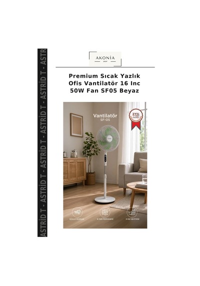 Premium Sıcak Yazlık Ofis Vantilatör 16 Inc 50w Fan Sf05 Beyaz