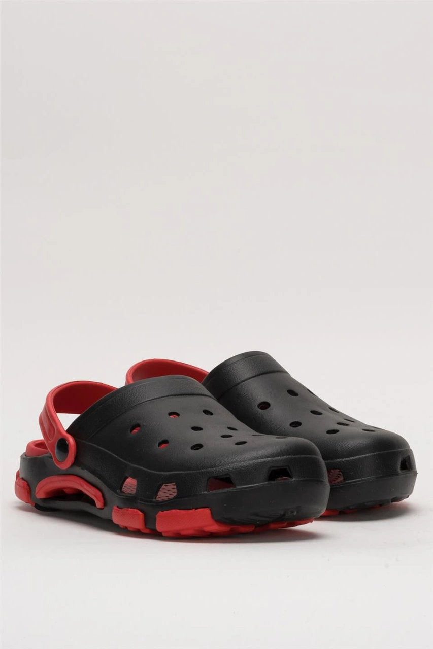Liger Unisex Çift Tabanlı Ortopedik Hemşire Doktor Aşçı Laboratuvar Deniz Havuz Terliği Sandalet Siyah - Kırmızı Siyah - Kırmızı