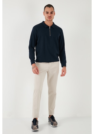 Buratti Pamuklu Regular Fit Yarım Fermuarlı Polo Yaka Erkek Sweat 5905805 Indigo Buratti Pamuklu Regular Fit Yarım Fermuarlı Polo Yaka Erkek Sweat 5905805 Indigo