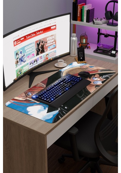 One Piece Kaymaz Dikişli Kauçuk Oyuncu Mousepad V3 - 90x40 Xxl Gaming Mouse Pad Fare Altlığı