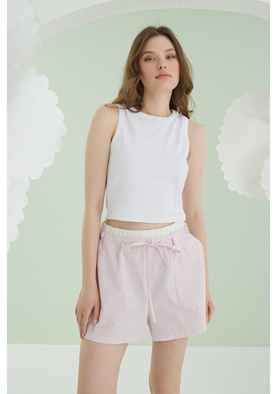 Nbb Kadın Pembe Kurdele Crop Şort Takım Pembe