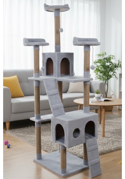 Missidea Cat City Yeni Rezidans Kedi Oyun Evi Ve Tırmalama Gri