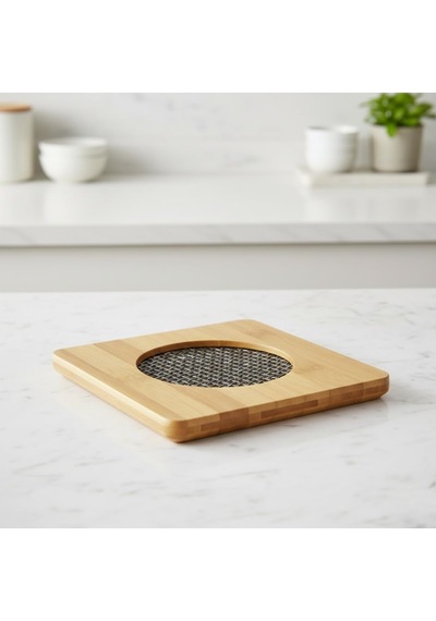 Kare Bambu Nihale Metal Fileli, Isıya Dayanıklı Tencere Ve Çaydanlık Altlığı 16,5 X 16,5 Cm Diğer