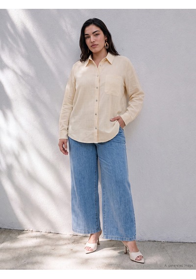 Lcwaıkıkı Petite Mavi Beli Lastikli Wideleg Kadın Jean Pantolon
