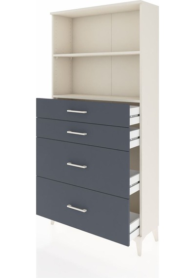 Arges Dolap 2 Raflı 4 Çekmeceli 88x30x182 Aytaşı-antrasit Aytaşı