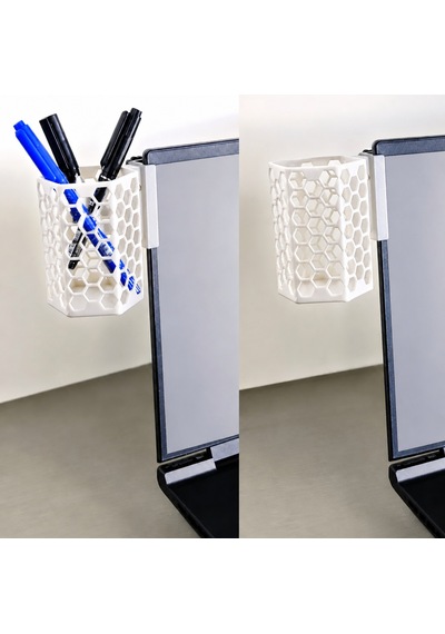 3d Baskı Monitor Kalemlik - Petek Desenli Laptop Kenar Altıgen Kalemlik-beyaz Çok Renkli