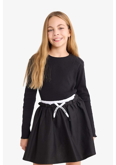 Defacto Kız Çocuk Beli Lastikli Twill Etek G3231a825aubk61 Siyah