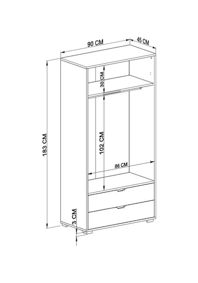 90 Cm Açık Ceviz-beyaz 2 Kapılı 2 Çekmeceli Elbise Dolabı - Gardırop Açık Ceviz & Beyaz 90 Cm Açık Ceviz-beyaz 2 Kapılı 2 Çekmeceli Elbise Dolabı - Gardırop Açık Ceviz & Beyaz