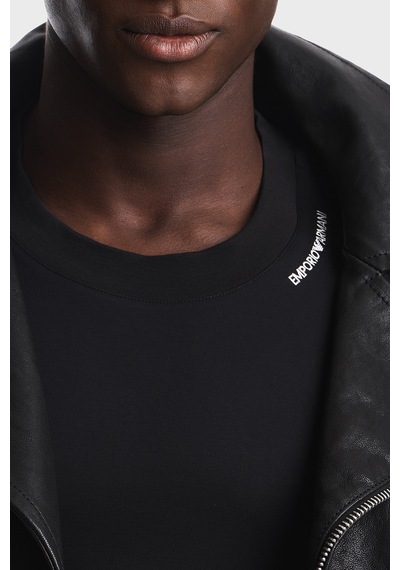 Emporio Armani İpek Karışımlı Bisiklet Yaka Uzun Kollu T Shirt Erkek T Shirt Em006771 Af13721 Uc001 Siyah