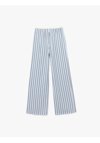 Koton Viskon Kumaş Rahat Kalıp Lastik Detaylı Çizgili Pijama Altı Mavi Çizgili 6wlk50032mw Mavi Çizgili